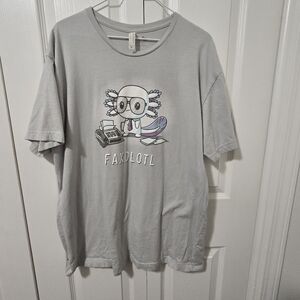 TeeTurtle Men’s XL “Faxolotl” Gray Graphic T-Shirt